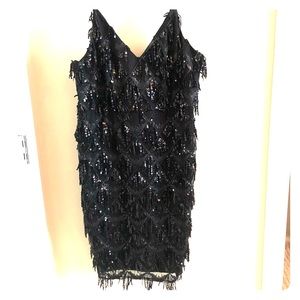 Black Cocktail Dress with sequin overlay